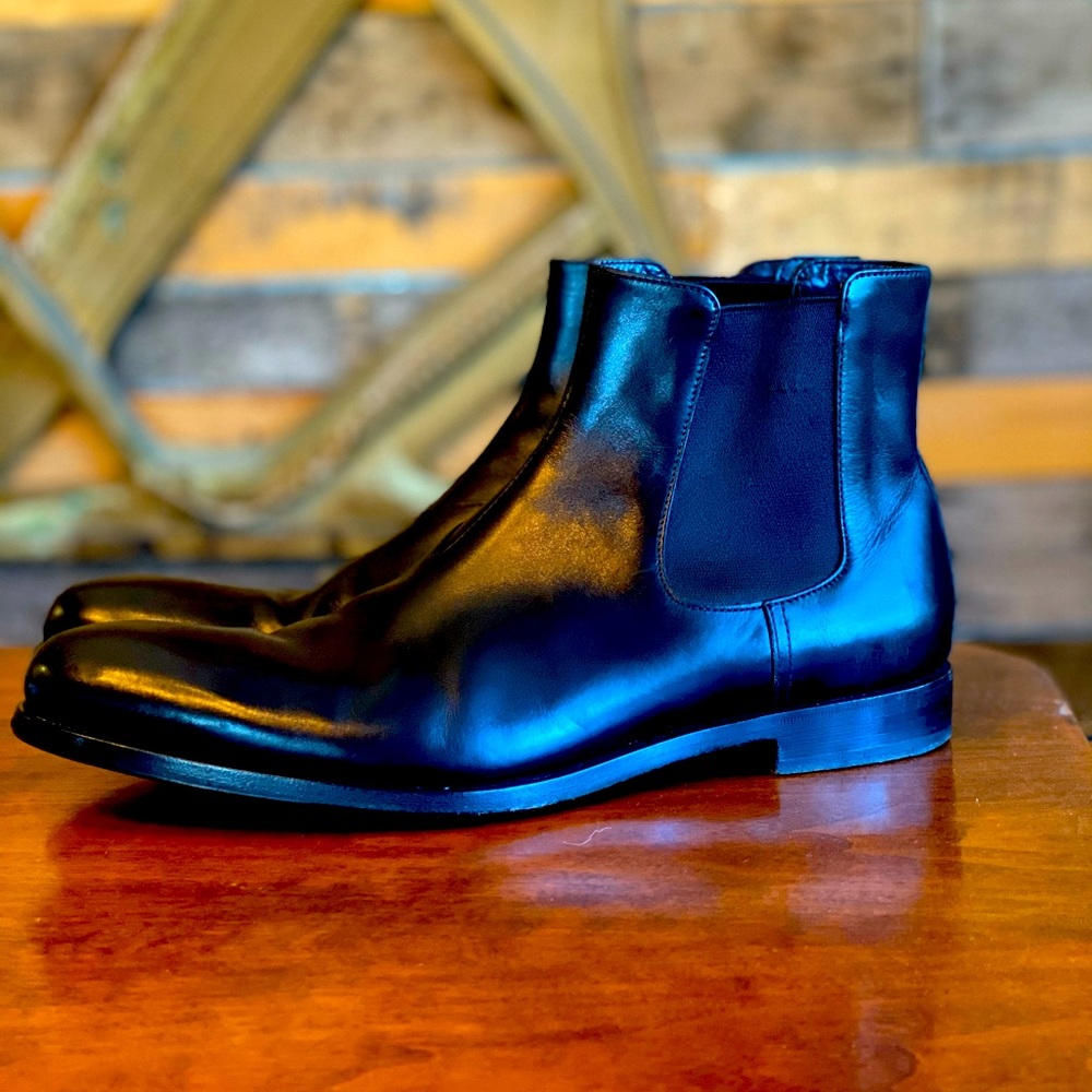 Prada black leather chelsea boots